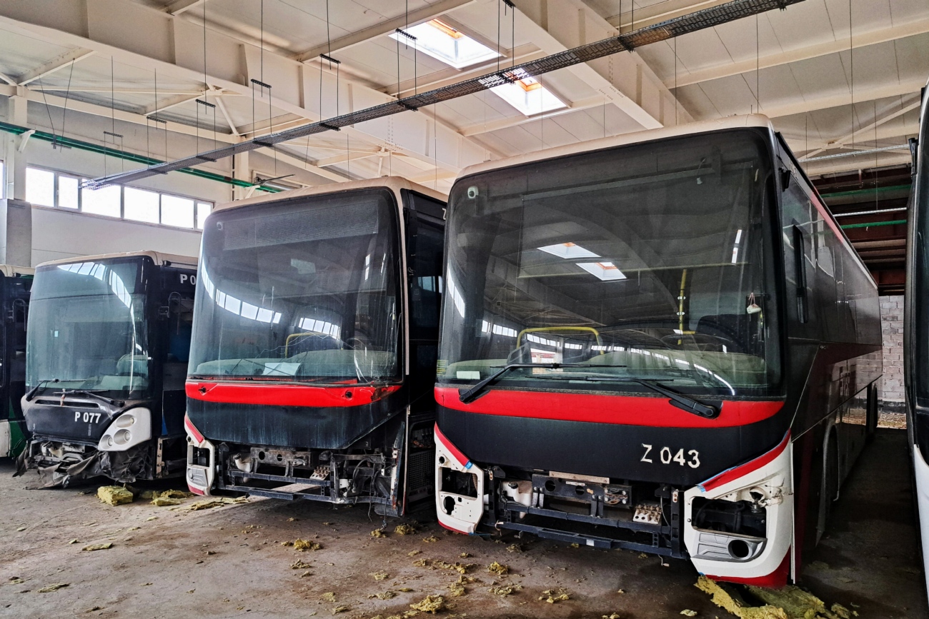 Astana, IVECO Crossway LINE 13M (SaryarkaAvtoProm) # Z004; Astana, IVECO Crossway LINE 13M (SaryarkaAvtoProm) # Z043; Astana — Bus depot
