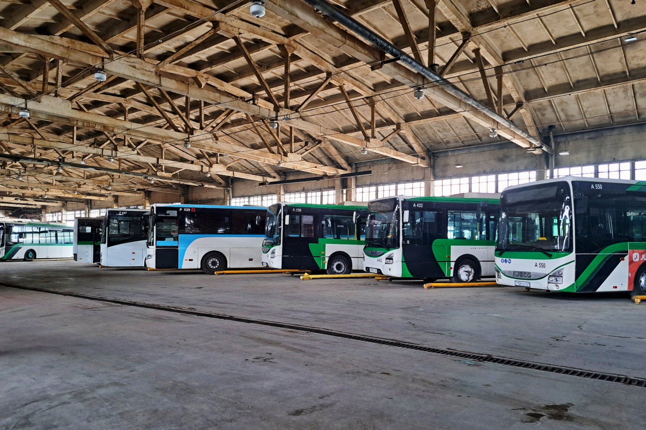 Астана, Mercedes-Benz Intouro II M № P029; Астана, IVECO Urbanway 12M (СарыаркаАвтоПром) № A336; Астана — Автопарки