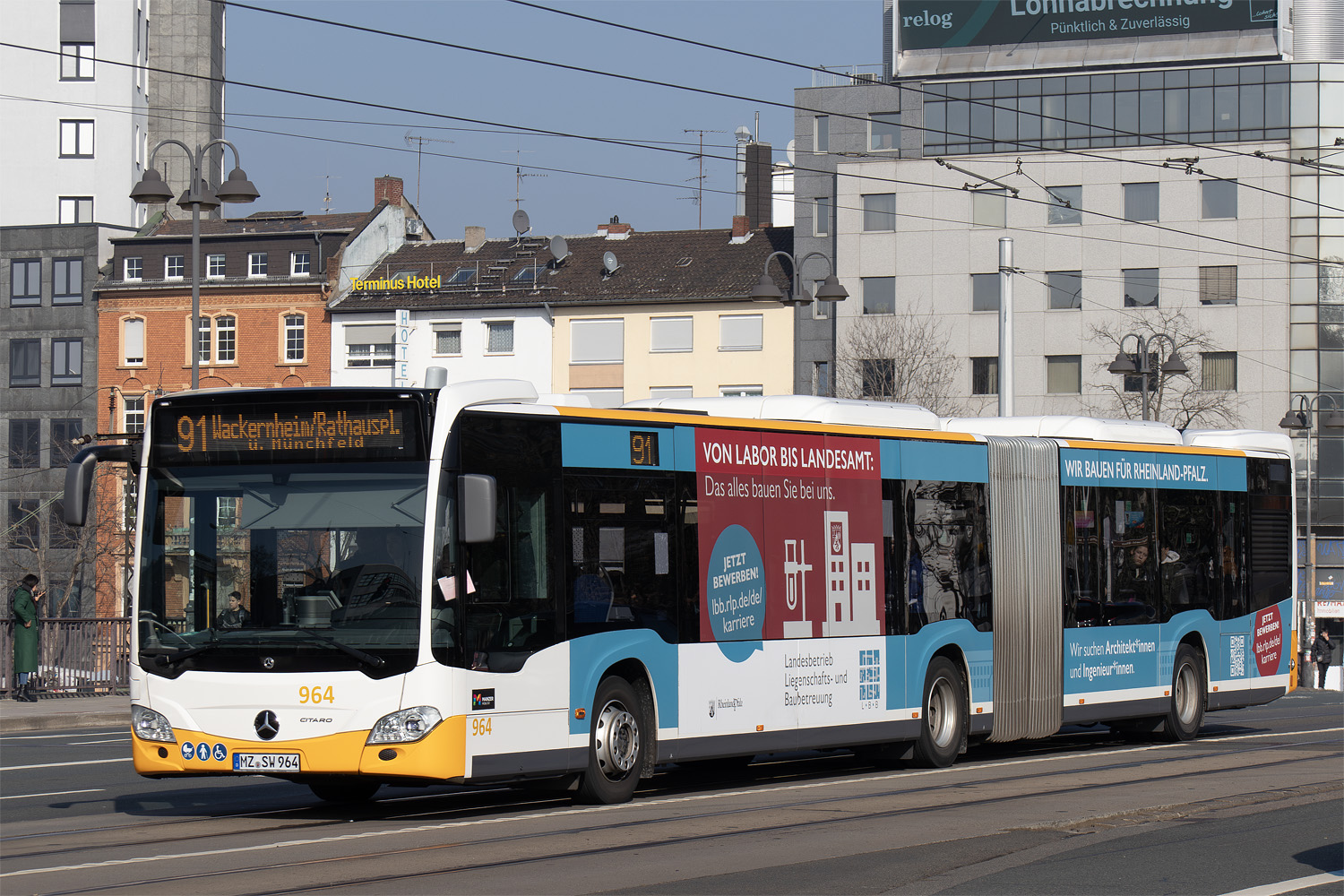 Rhineland-Palatinate, Mercedes-Benz Citaro C2 G # 964; Rhineland-Palatinate — Streiks im ÖPNV · Mainzer Mobilität, ESWE Verkehr & KRN · 29.02.2024 — 02.03.2024