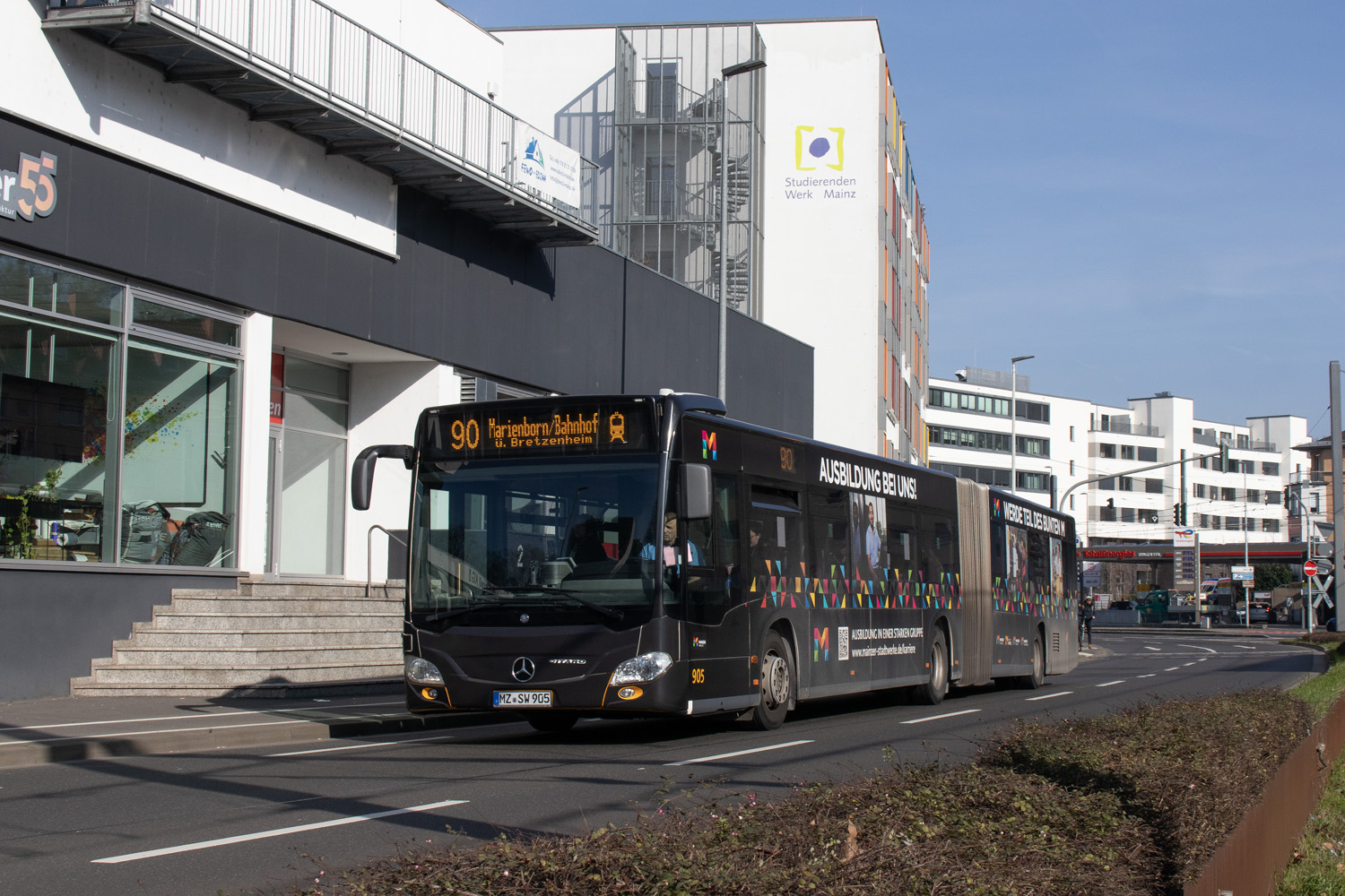 Rhineland-Palatinate, Mercedes-Benz Citaro C2 G # 905; Rhineland-Palatinate — Streiks im ÖPNV · Mainzer Mobilität, ESWE Verkehr & KRN · 29.02.2024 — 02.03.2024
