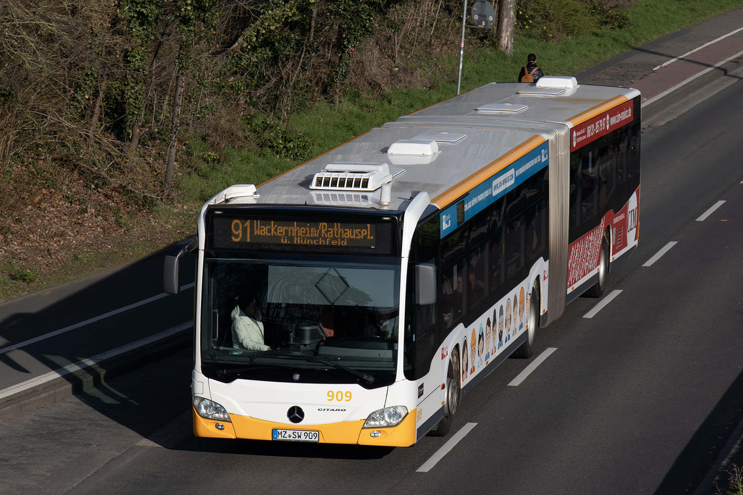 Rhineland-Palatinate, Mercedes-Benz Citaro C2 G # 909; Rhineland-Palatinate — Streiks im ÖPNV · Mainzer Mobilität, ESWE Verkehr & KRN · 29.02.2024 — 02.03.2024