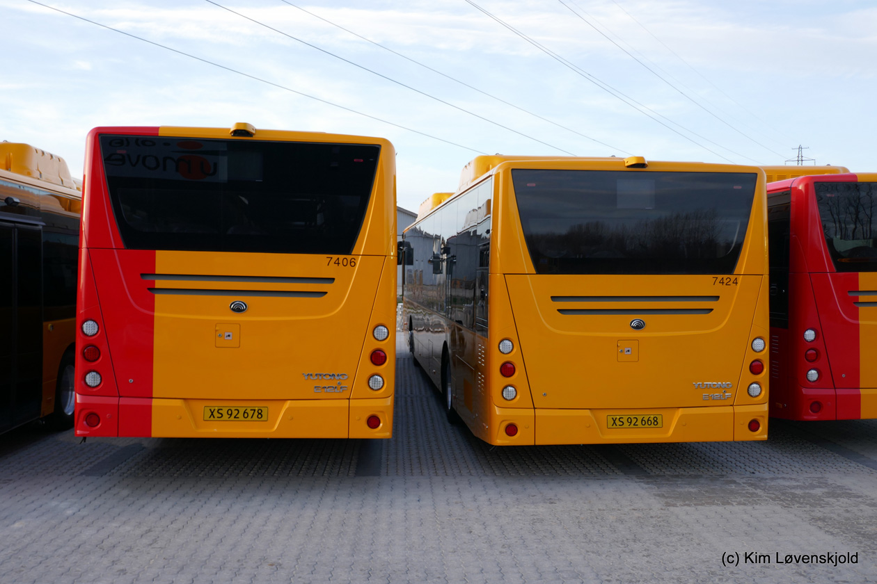 Дания, Yutong E12 (ZK6128BEVG) № 7406; Дания, Yutong E12 (ZK6128BEVG) № 7424