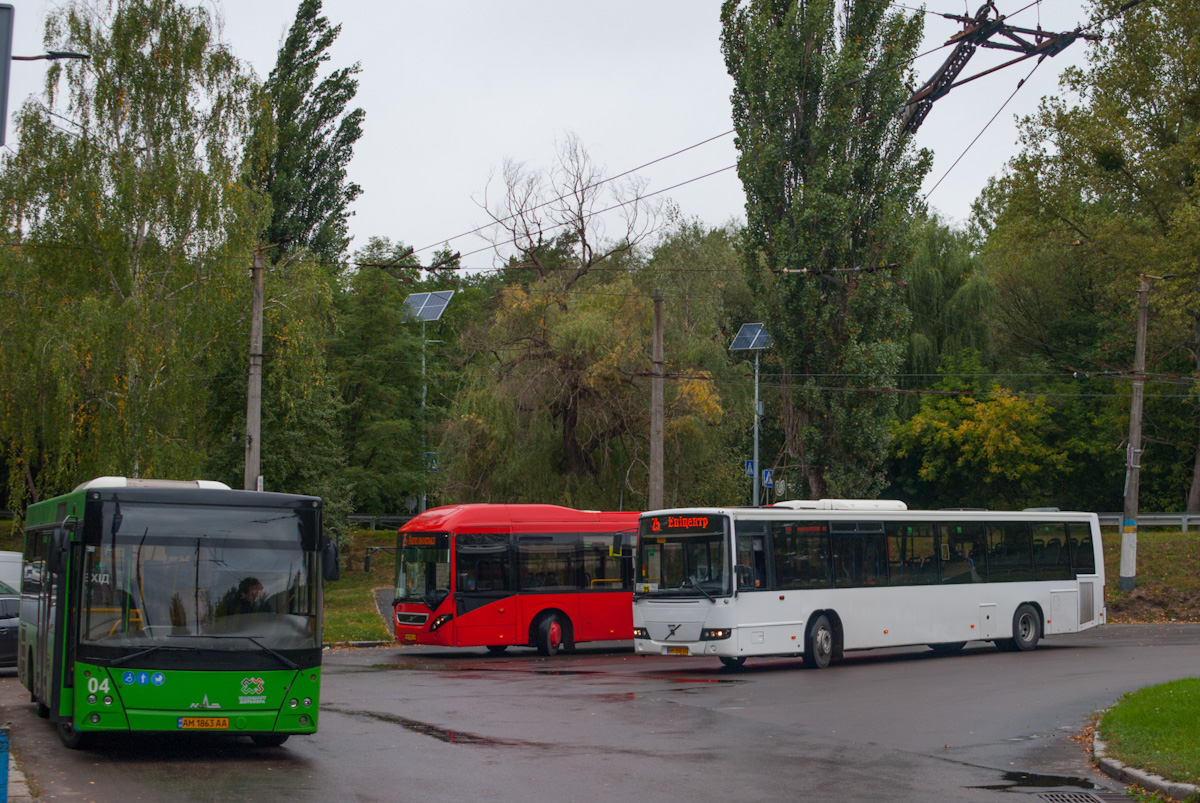 Житомирская область, МАЗ-206.086 № 04; Житомирская область, Volvo 7900 Hybrid № AM 1882 AA; Житомирская область, Volvo 8700LE № AM 1908 AA; Житомирская область — Разные фотографии