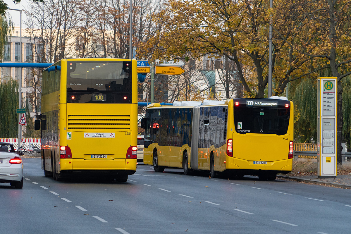 Берлин, Mercedes-Benz Citaro C2 G № 5207; Берлин, MAN A39 Lion's City DD ND313 № 3284