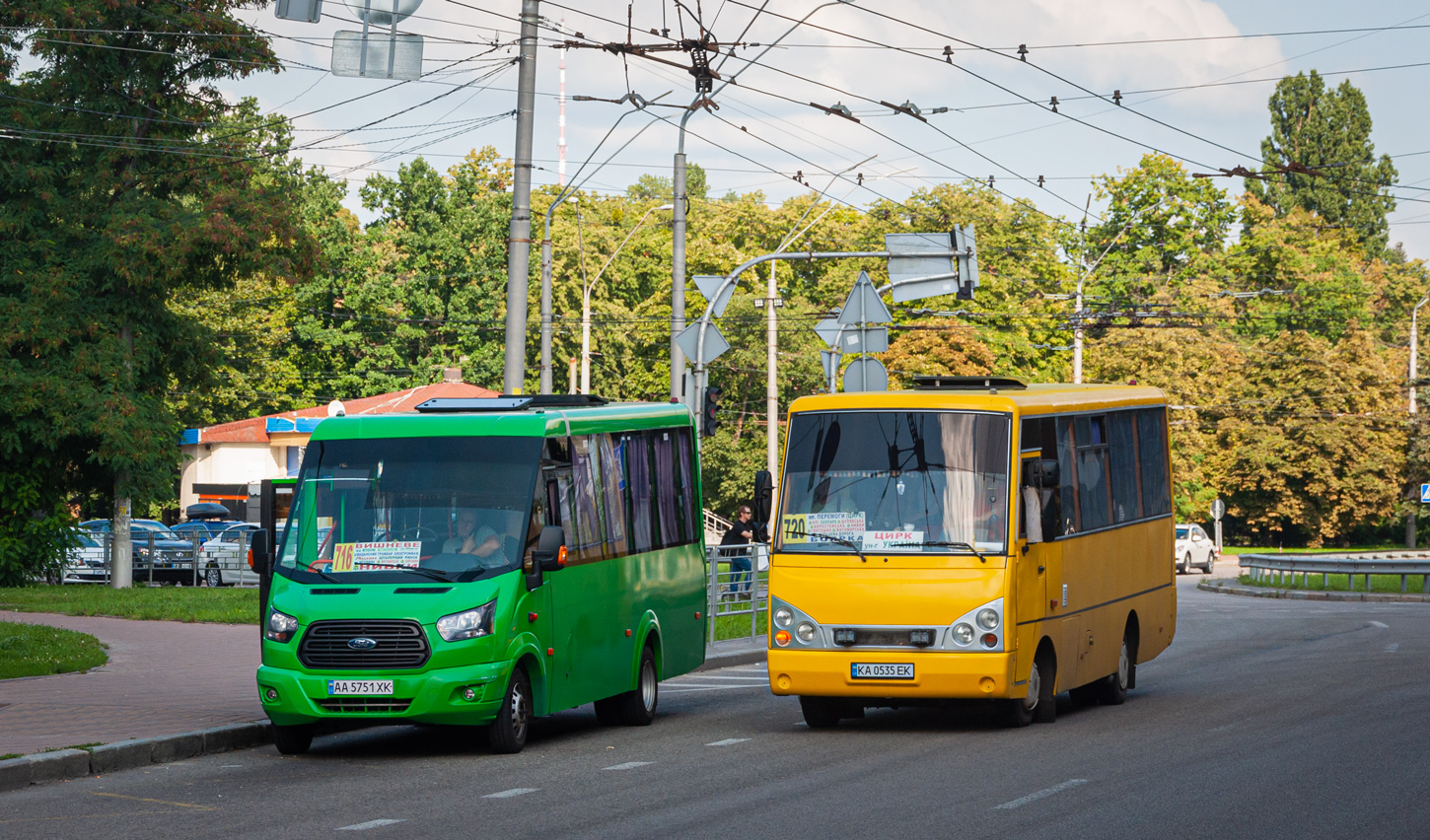 Киев, Рута 25F № AA 5751 XK; Киев, I-VAN A07A1-60 № KA 0535 EK