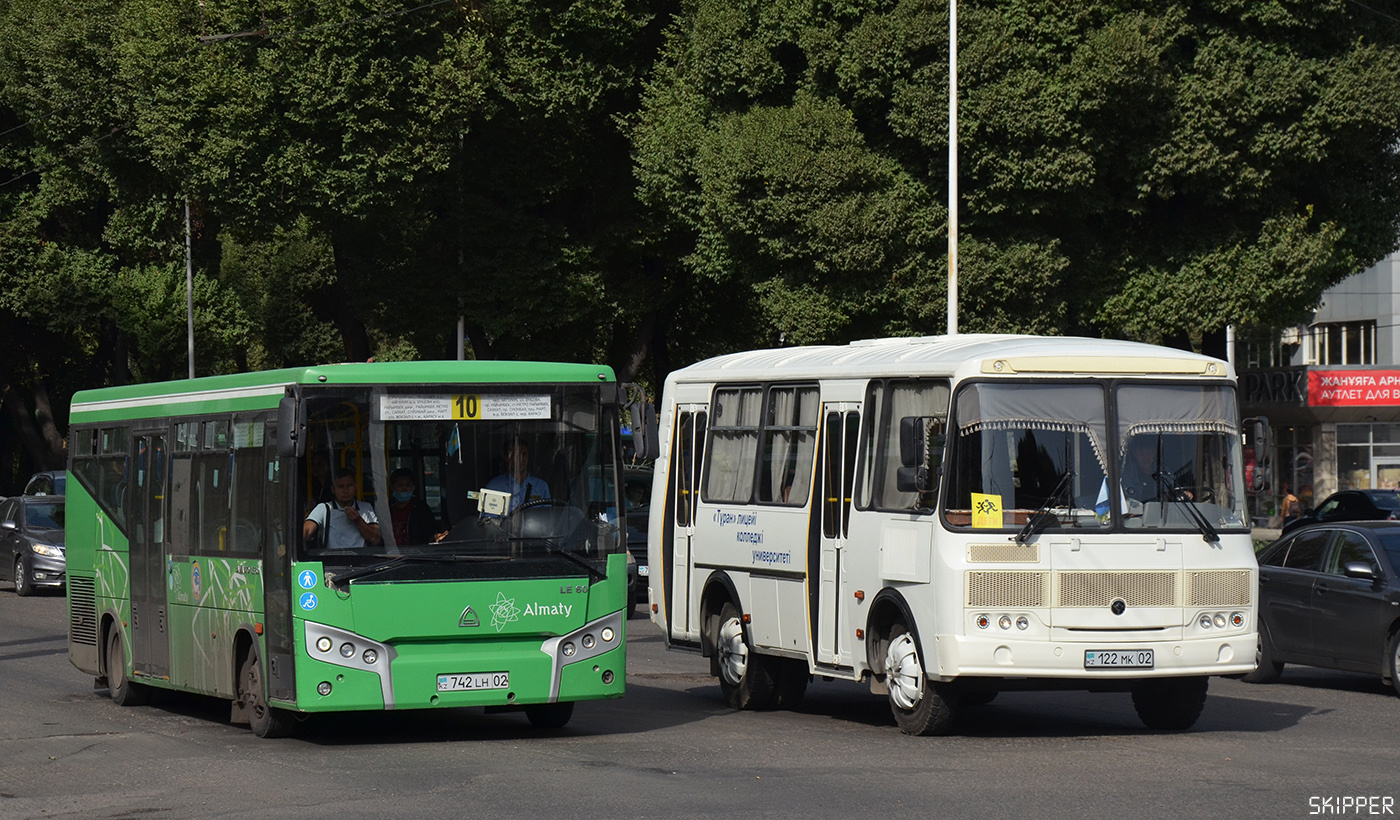 Алматы, SAZ LE60 № 742 LH 02; Алматы, ПАЗ-32054 № 122 MK 02