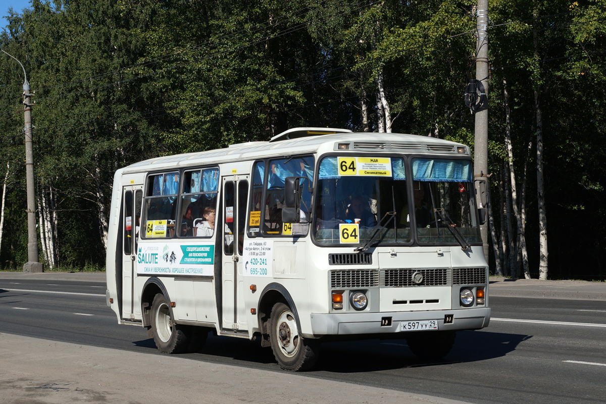 Архангельская область, ПАЗ-32054 № К 597 УУ 29