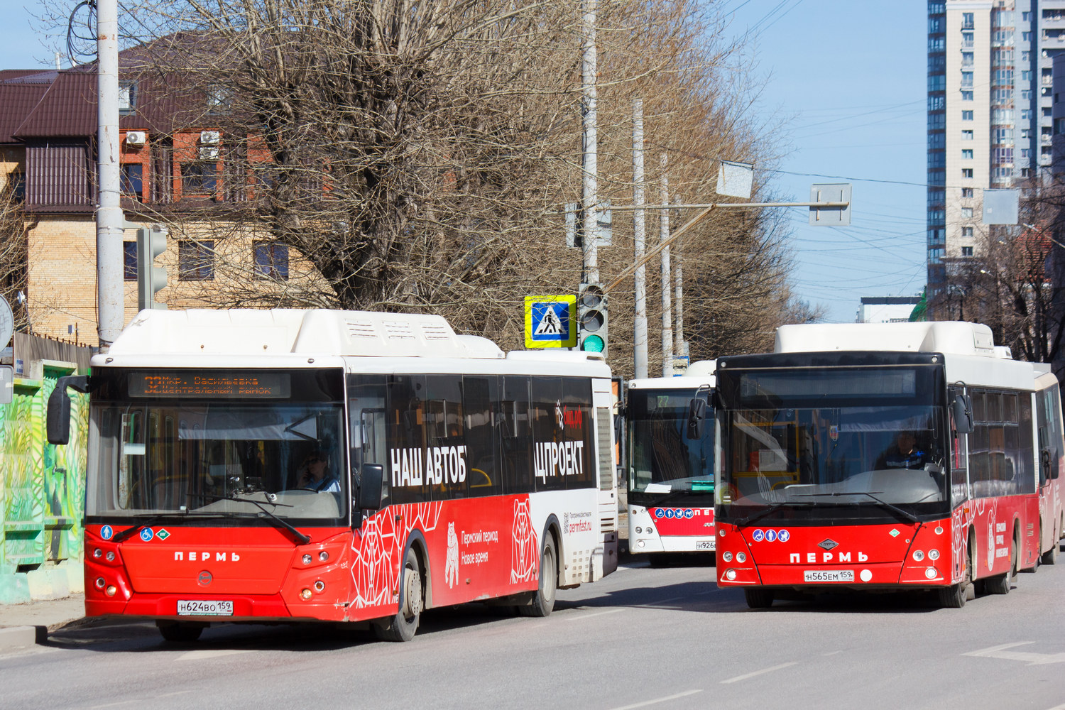 Пермский край, ЛиАЗ-5292.67 (CNG) № Н 624 ВО 159; Пермский край, Lotos-206 № Н 565 ЕМ 159