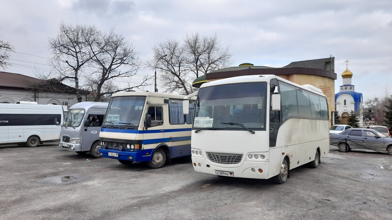 Donetsk region, Anadolu Isuzu Harmony Nr. В 389 МХ; Donetsk region, BAZ-A079.24 "Malva" Nr. А 780 ВТ; Rostower Gebiet, Hyundai County LWB C09 (TagAZ) Nr. О 061 ТУ 161