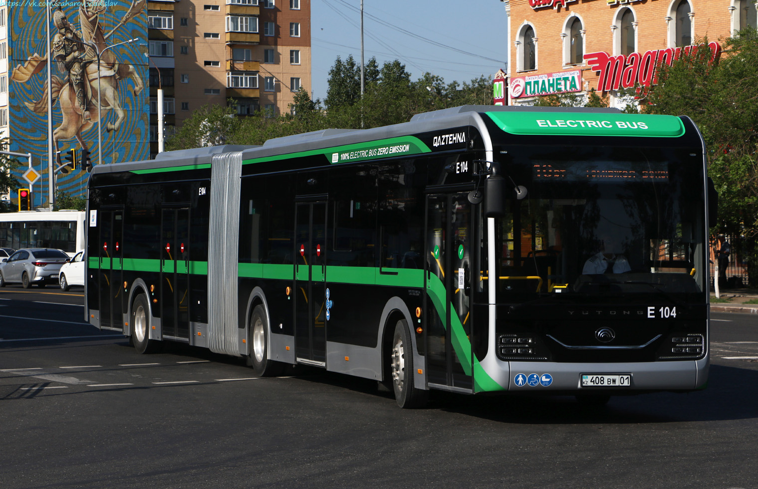 Астана, Yutong ZK6180BEVG (QazTehna) № E104 Астана, Yutong ZK6180BEVG (QazTehna) № E104