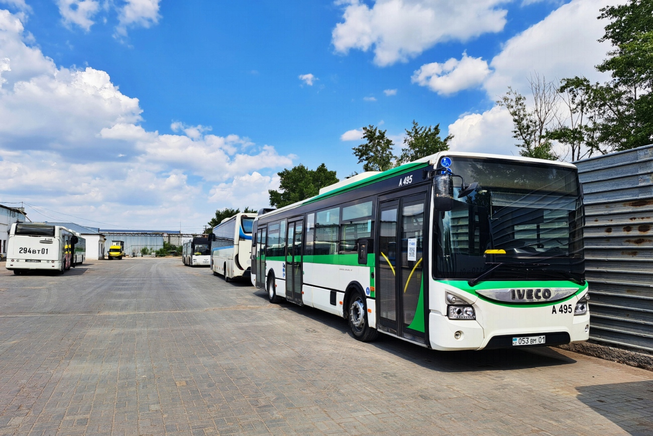Astana, Irisbus Citelis 12M # A098; Astana, IVECO Urbanway 12M (SaryarkaAvtoProm) # A495; Astana — Bus depot