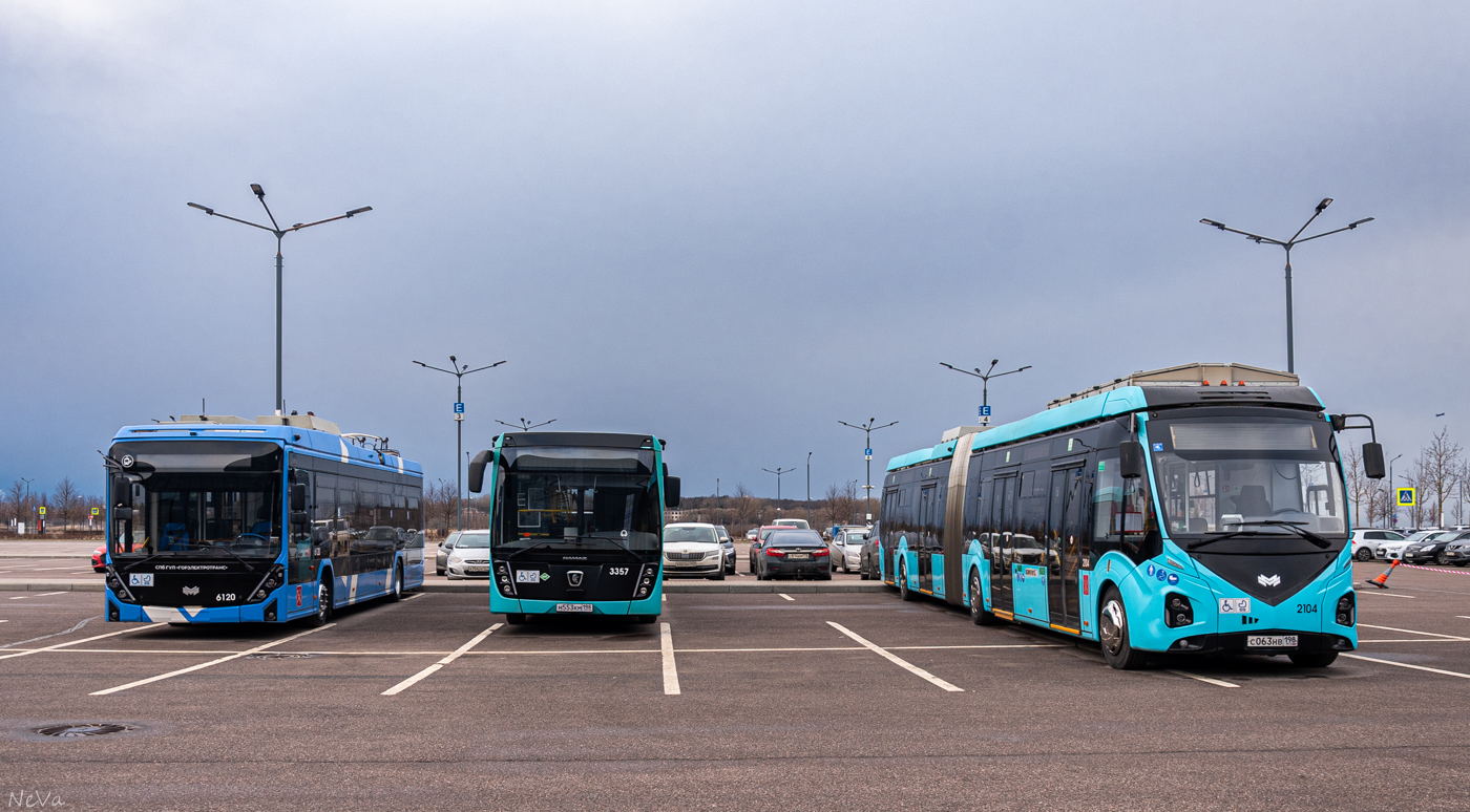 Saint Petersburg, NefAZ-5299-40-57 (CNG) # 3357; Saint Petersburg, E433 Vitovt Max Electro II # 2104