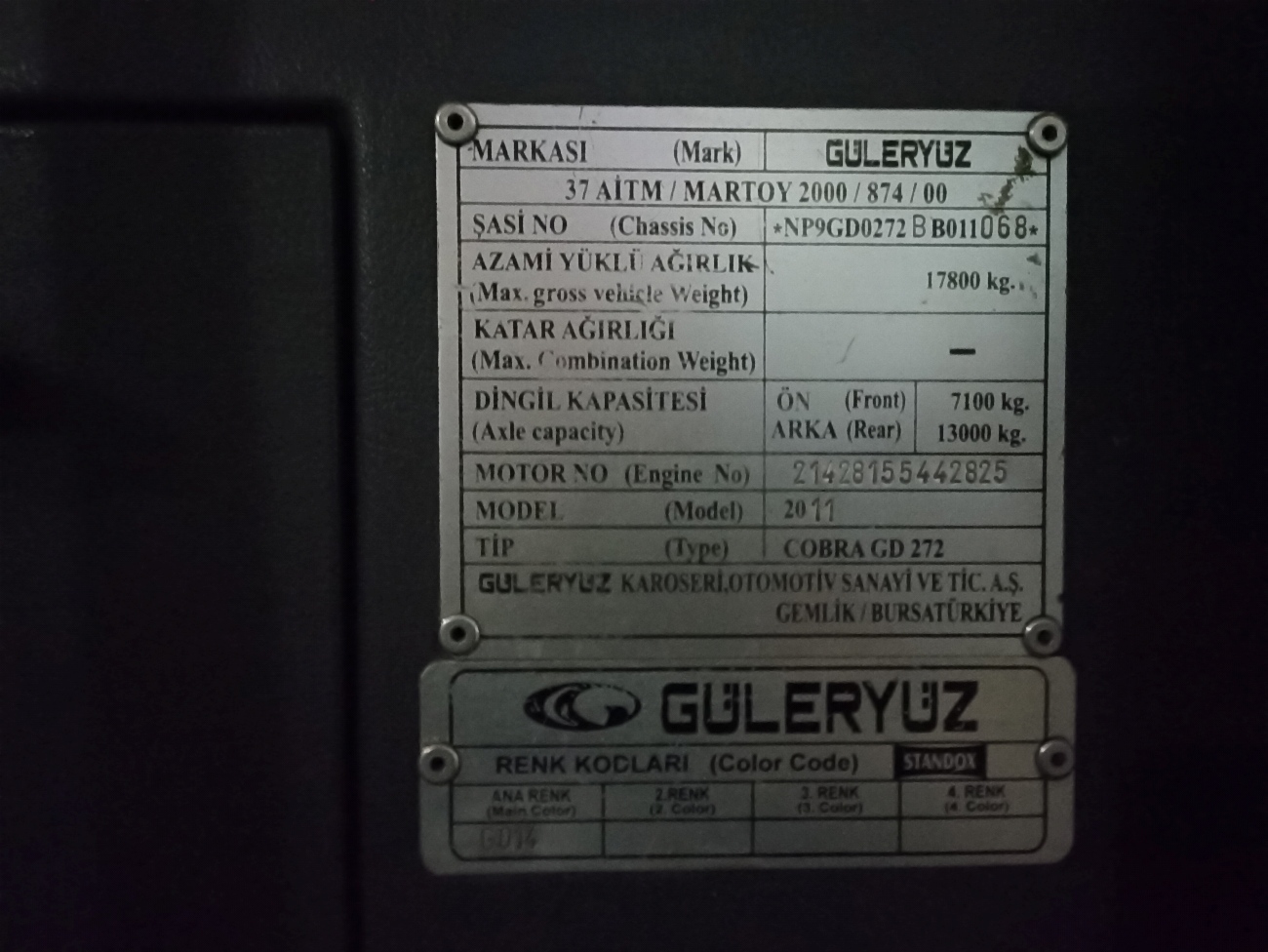 Карагандинская область, Güleryüz Cobra GD272 № 969 AO 09