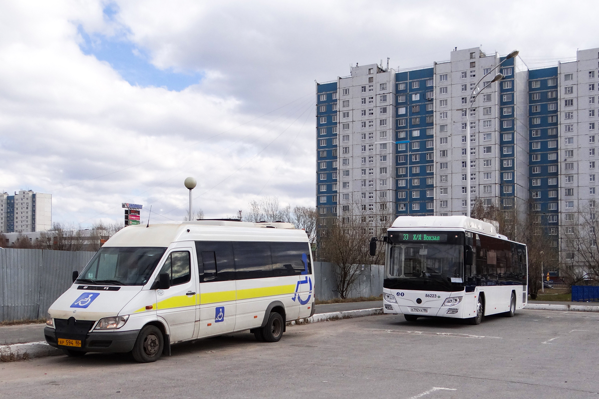 Ханты-Мансийский АО, Луидор-223237 (MB Sprinter Classic) № АР 594 86; Ханты-Мансийский АО, Lotos-105C02 № 86223; Ханты-Мансийский АО — Автобусные вокзалы, станции и конечные остановки; Ханты-Мансийский АО — Разные фотографии