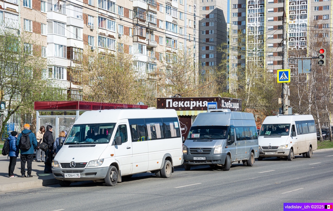 Удмуртия, Луидор-223201 (MB Sprinter Classic) № К 726 РТ 18; Удмуртия, Нижегородец-222700  (Ford Transit) № У 081 АС 18; Удмуртия, Луидор-223203 (MB Sprinter Classic) № С 908 ВС 18