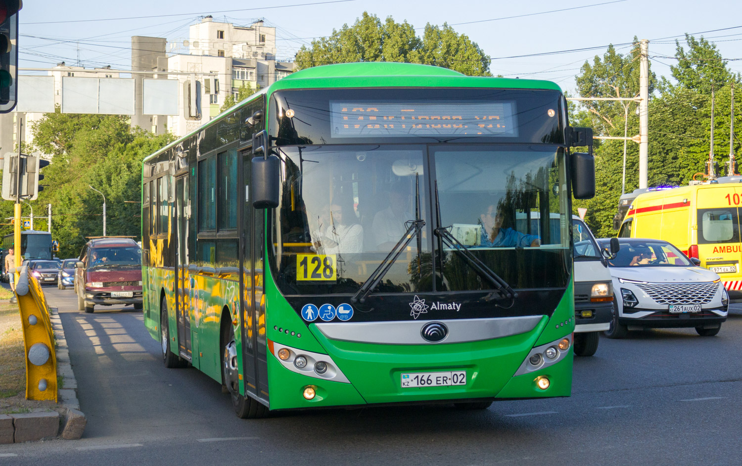Алматы, Yutong ZK6118HGA (QazTehna) № 166 ER 02