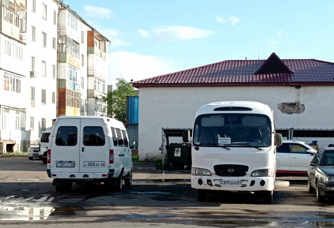 Алматы, ГАЗ-322120 (X96) № 205 ZV 02; Астана, Hyundai County Deluxe № 317 EGA 01
