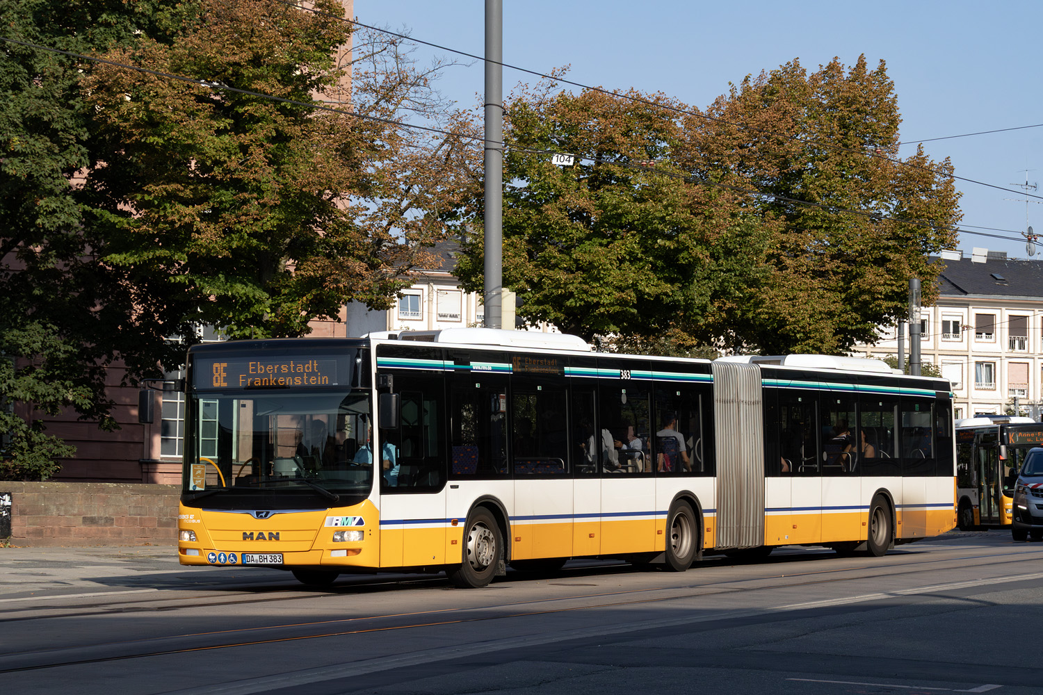 Гессен, MAN A23 Lion's City G NG323 № 383; Гессен — SEV · Straßenbahn Darmstadt · Sommerferien 2025 · 08.07.2025 — 17.08.2025