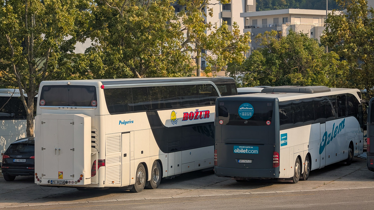 Черногория, Setra S431DT № PG BOŽUR; Сербия, Mercedes-Benz Tourismo II L 17RHD № NP 167-ZZ Черногория, Setra S431DT № PG BOŽUR; Сербия, Mercedes-Benz Tourismo II L 17RHD № NP 167-ZZ