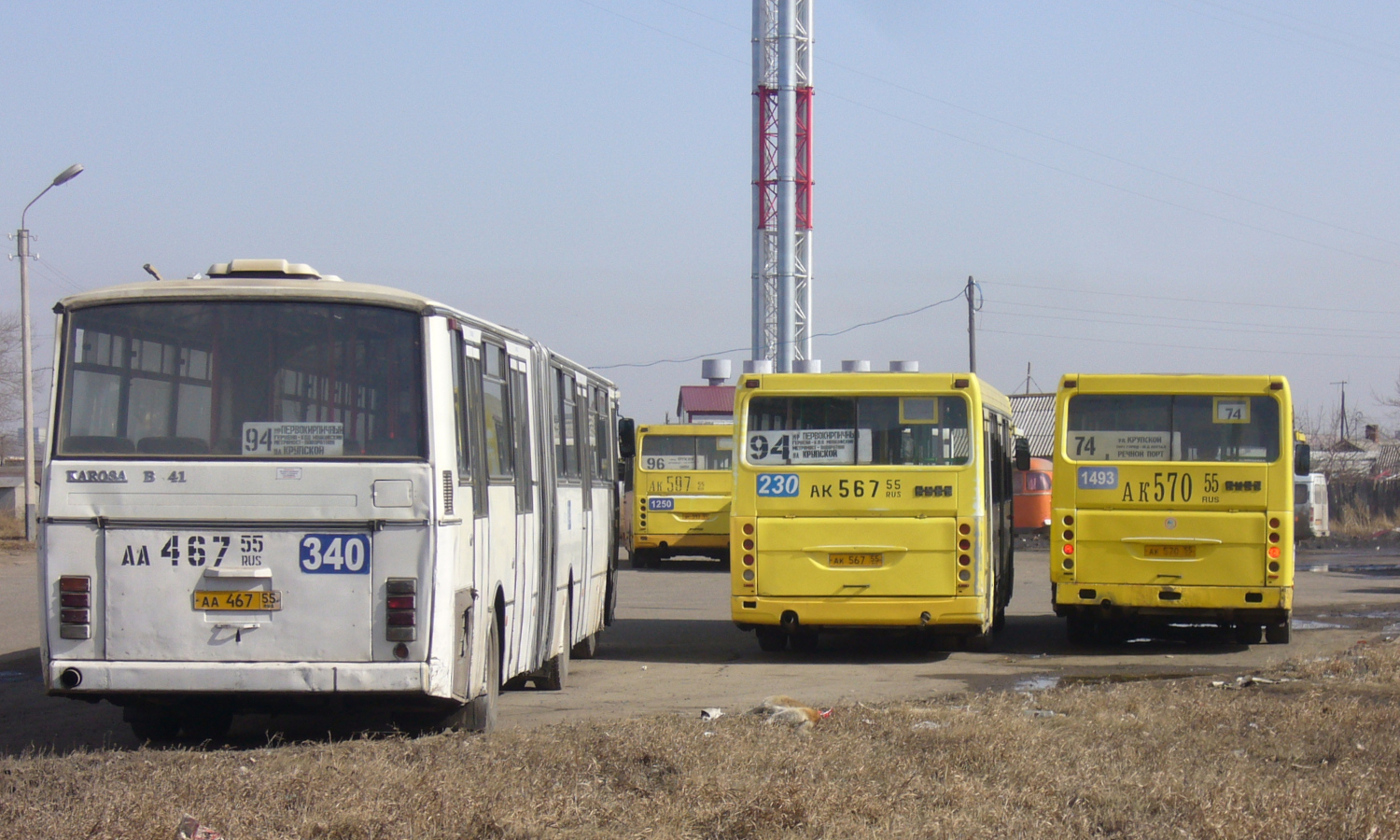 Омская область, Karosa B841.1916 № 340; Омская область, ЛиАЗ-5256.25 № 230; Омская область, ЛиАЗ-5256.25 № 1493